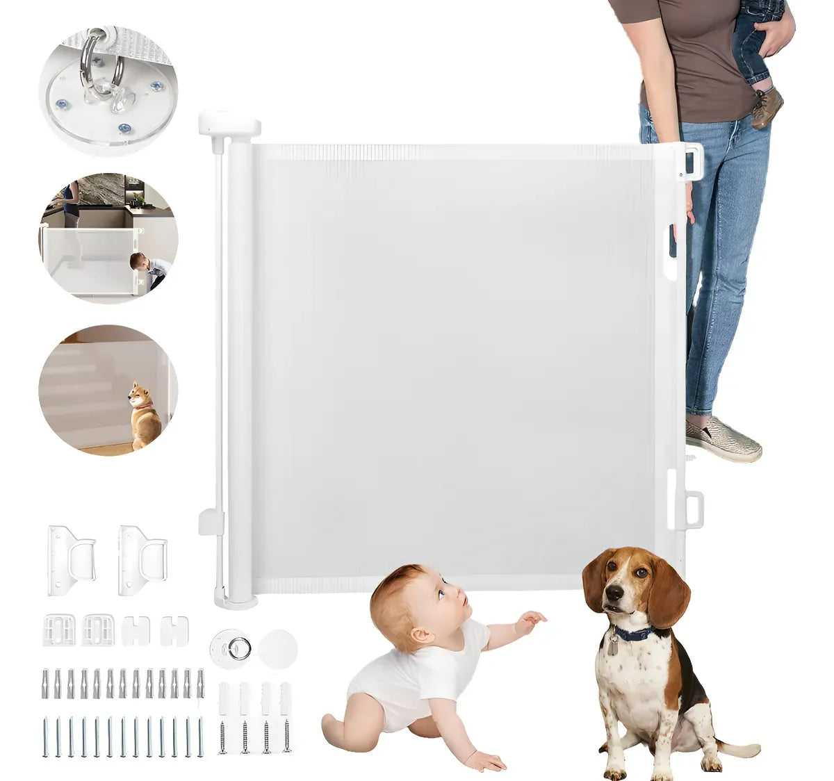 Portão Retrátil 140cm Tela Segurança Bebê Pet Cercadinho